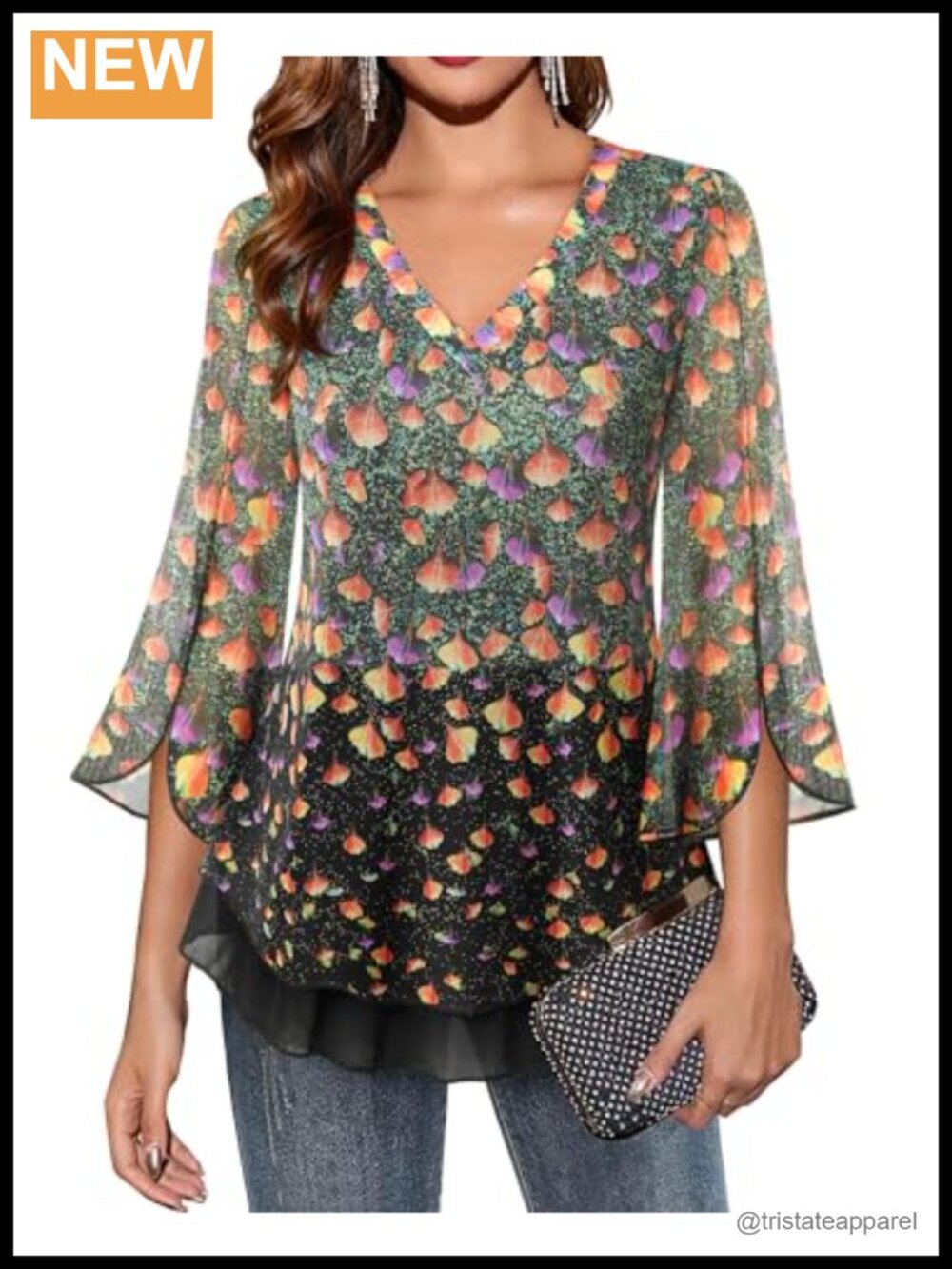 Women's 3/4 Sleeve Peasant Top Floral Blouse